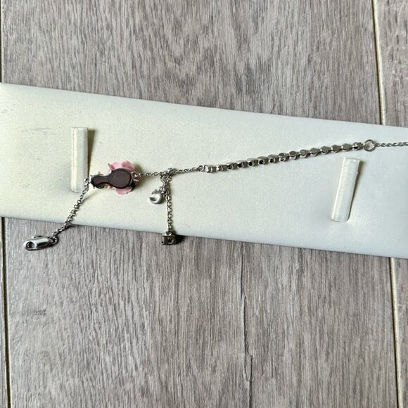 DIOR Pink Flower Crystal Bracelet CD Charms Y2K - Picture 6 of 8